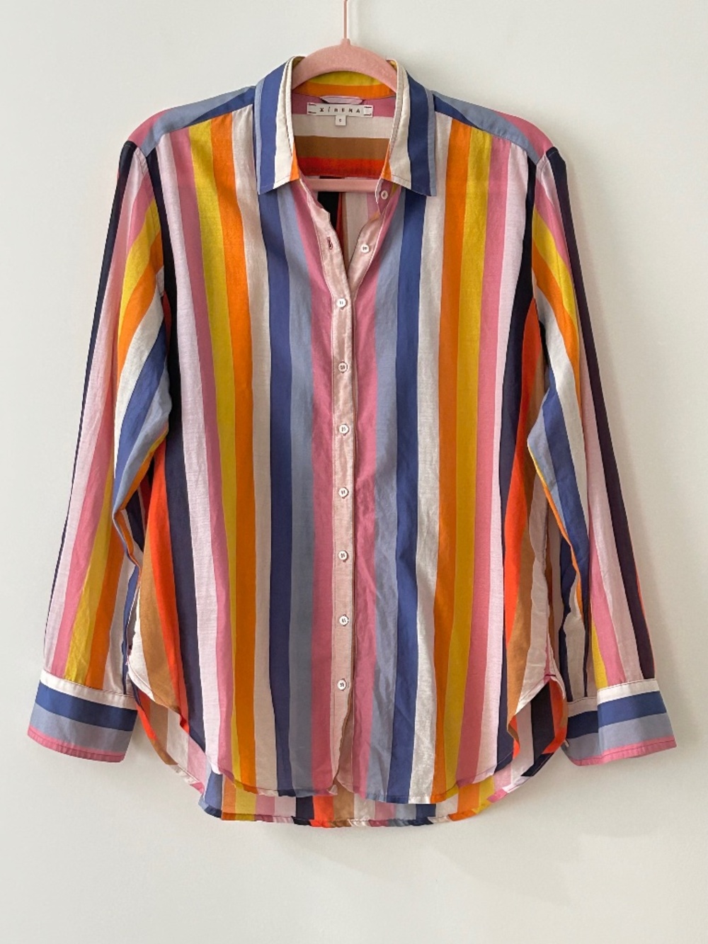 Xirena Cotton & Silk Multicolor Striped Shirt